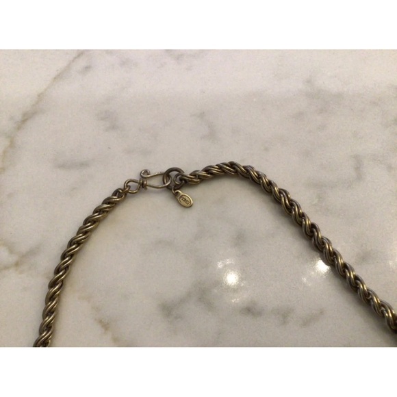 Vintage MONET Large Textured Filigree Gold Tone Flower Pendant Rope Necklace - Picture 5 of 7